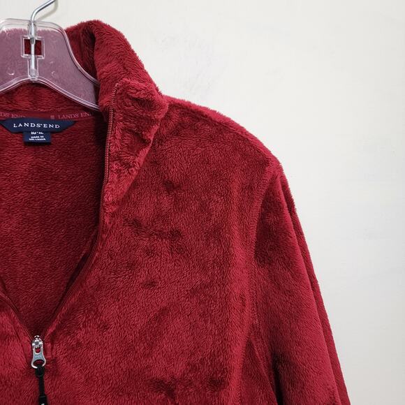 Lands' End super soft plush 1/4 zip pullover red fleece woman's size medium - Picture 8 of 9